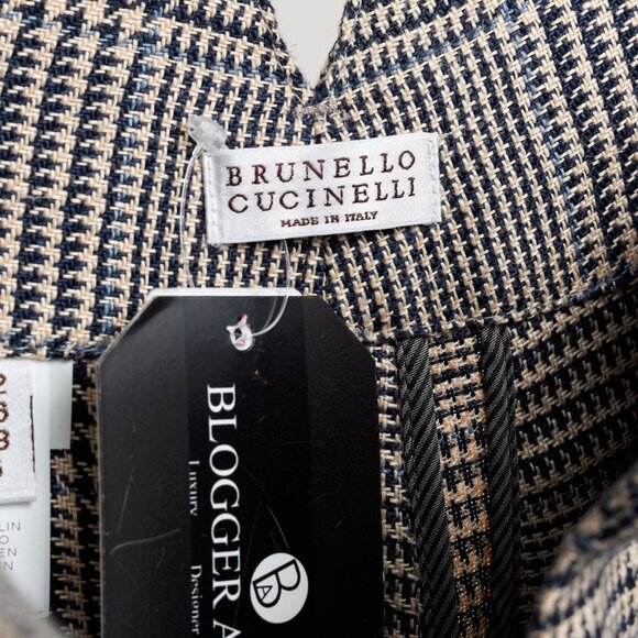 Brunello Cucinnelli SS/19 Beige & Black Linen Check Trousers - Picture 11 of 16